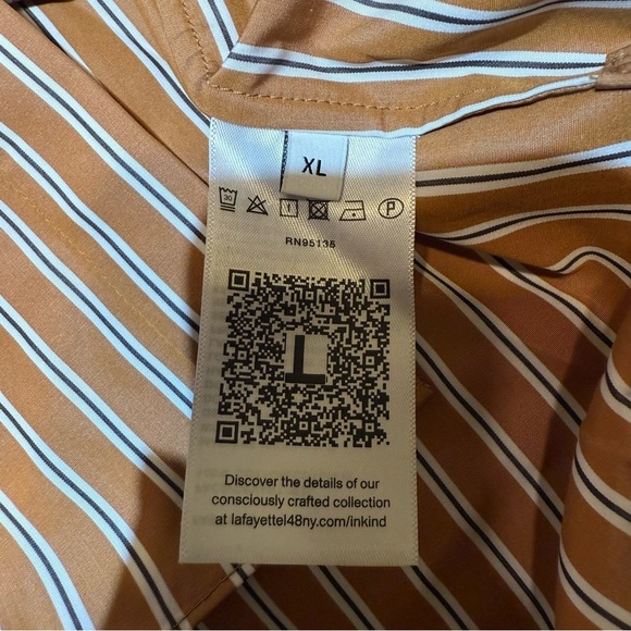 Lafayette 148 Women's Brown Ruxton Striped Button-Down Blouse Top Size XL NWT - Picture 4 of 6
